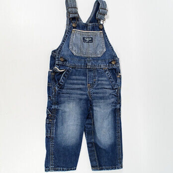 Baby OshKosh B'Gosh 24M blue jean overalls with contrast pocket  & straps - Picture 3 of 6